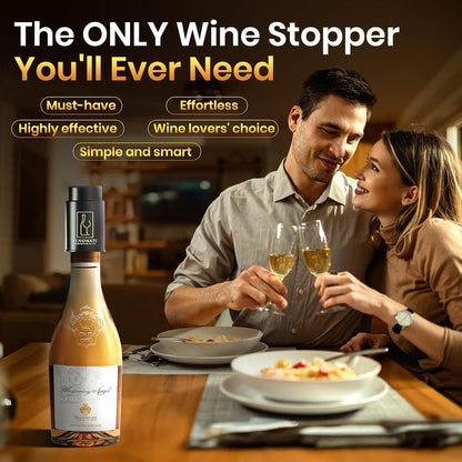 Wine Bottle Stopper with Vacuum Pump – Reusable Wine Saver That Preserves Freshness for Days – Universal Fit Wine Preserver, Bar & Kitchen Accessory