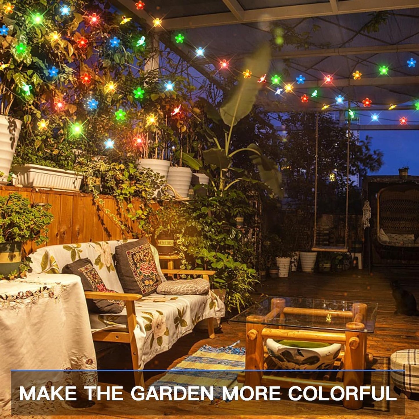 Suddus Solar String Lights - 100 LED Flower Design | 2 Pack for Outdoor Decor, Garden & Patio