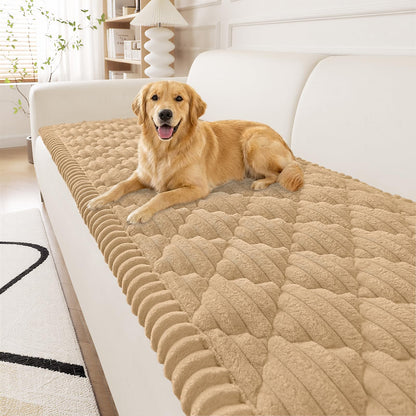 Smiry Pet Couch Covers for Dogs Washable, Non-Slip Fuzzy Couch Covers for 3 Cushion Sofa Pet Friendly, Soft Thick Furniture Protector Sofa Slipcover Mat for Dogs (Camel, 27.6" x 59")