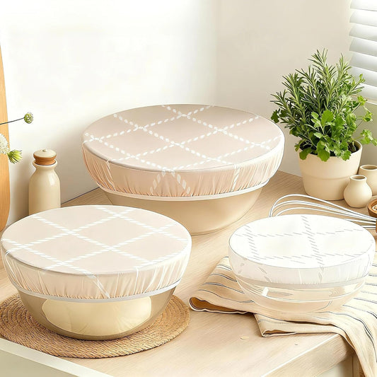 Beeswax Bowl Covers by Skiennix - Reusable 3pc Set for Bread Proofing | 100% Organic Cotton, Elastic Fit, 8/10/12 Inch