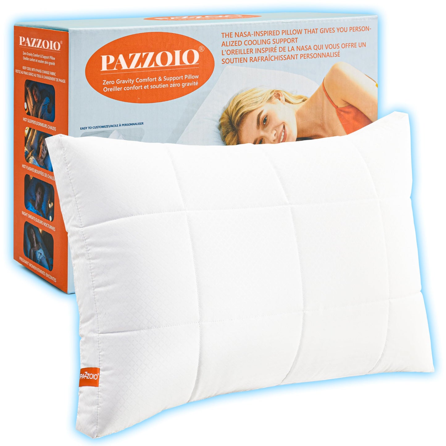 PAZZOIO Cooling Adjustable Pillow for Side Sleepers, Luxury Standard Size Bed Pillow with Best Customizable Height, Hotel Collection Soft Firm Support for Back, Stomach or Side Sleepers-Home Gifts