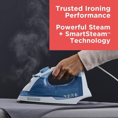BLACK+DECKER Easy Steam Iron - Lightweight, Nonstick Plate, Automatic Shutoff | 1200 Watts