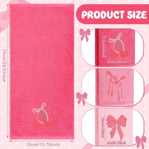 FuWeave Pink Hand Towels - 100% Cotton Soft & Absorbent Decorative Towels | 3 Pcs Set 13.7 x 29.5''