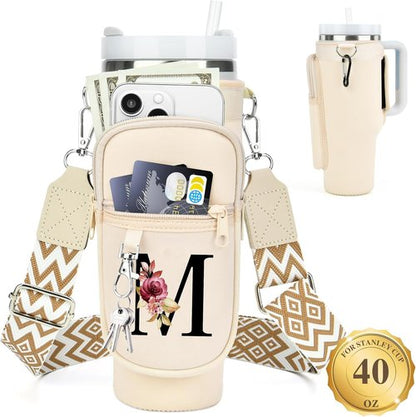 LOKASS Personalized Water Bottle Holder - Stylish Strap for 40 oz Stanley Cup | Ideal Gift for Women & Girls
