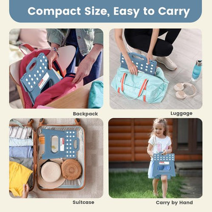 HBTower Folding Step Stool 9 Inch - Holds 600 lb, Non-Slip Surface & Carry Handle - Sturdy Step Stool for Kids, Toddlers & Adults - Compact Foldable Foot Stool for Kitchen, Bathroom, Bedroom(Blue)