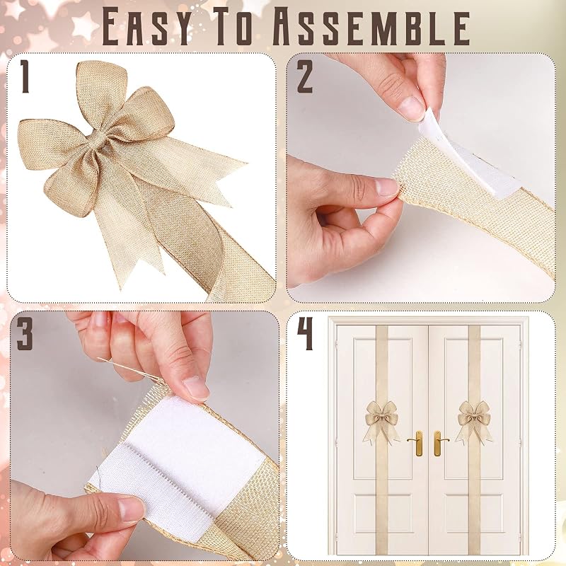 Variation of THIS listing: Burlap Christmas Cabinet Bows 4 Pcs, 6.6 ft Ribbon, Beige