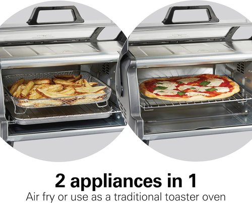 Hamilton Beach Air Fryer Toaster Oven - Large Capacity for 6 Slices or 12” Pizza | 4 Cooking Functions, Stainless Steel