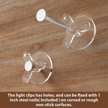 HXWEIYE Mini Adhesive Light Clips - 40 Pack All-Purpose Holiday Decorating Hooks for Indoor & Outdoor Use