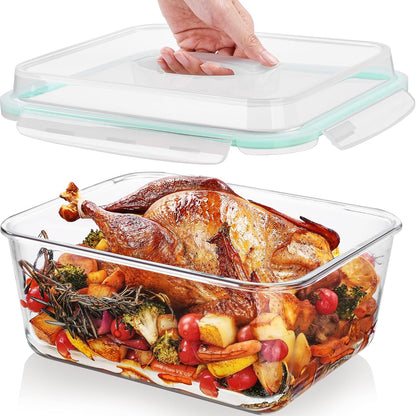 Vtopmart Extra Large Glass Food Storage Containers - 6.5L | Airtight Snap Lids | BPA Free, Oven & Freezer Safe