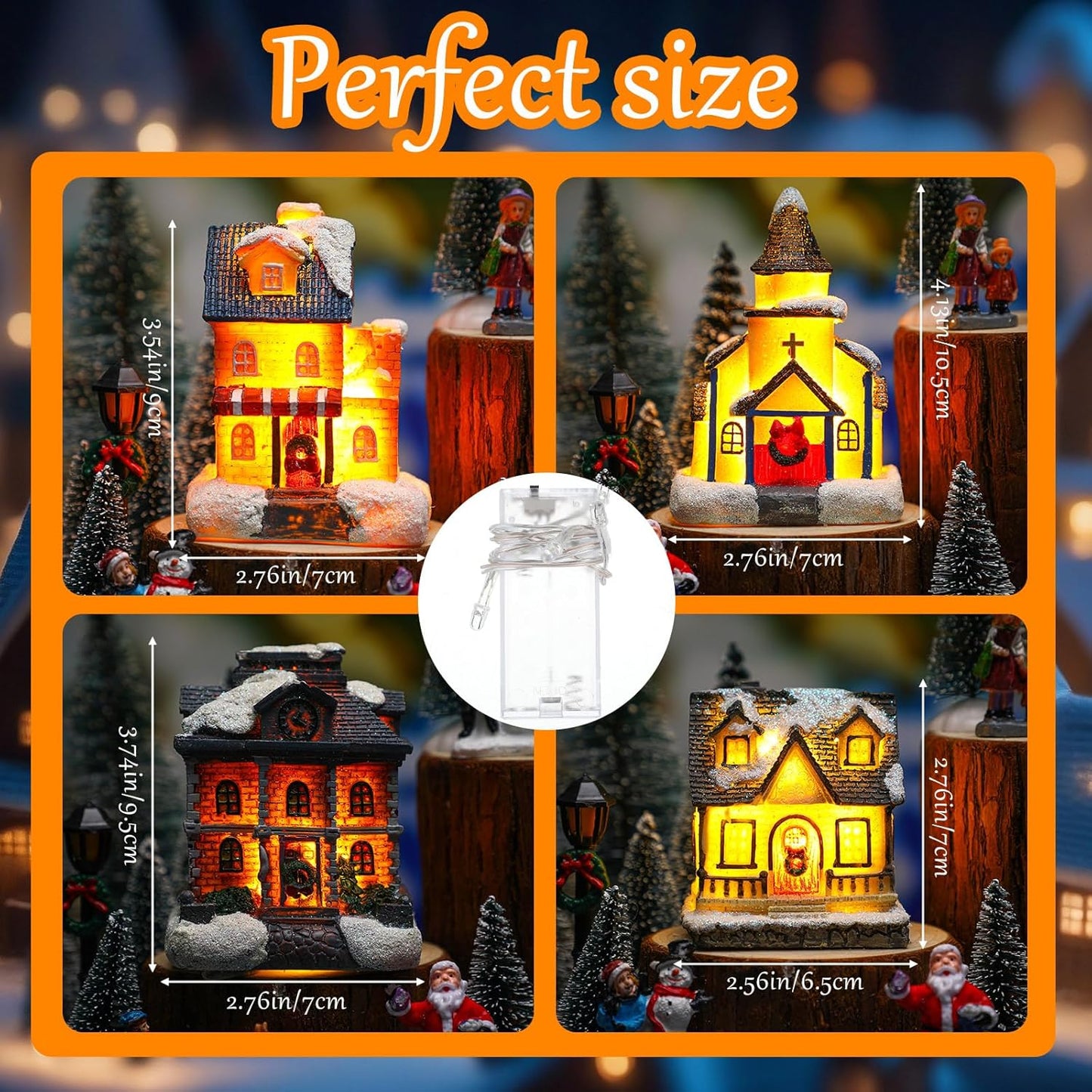 Wettarn 26 Pcs LED Christmas Village House Set - Lighted Figurines for Festive Home Decor