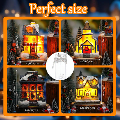 Wettarn 26 Pcs LED Christmas Village House Set - Lighted Figurines for Festive Home Decor