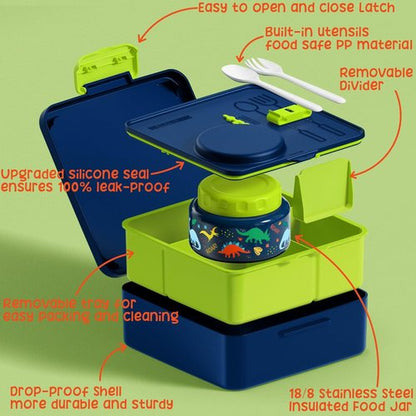Fimibuke Bento Box - BPA Free & Leakproof Lunch Box with Insulated Food Jar | 3-4 Compartments for Kids