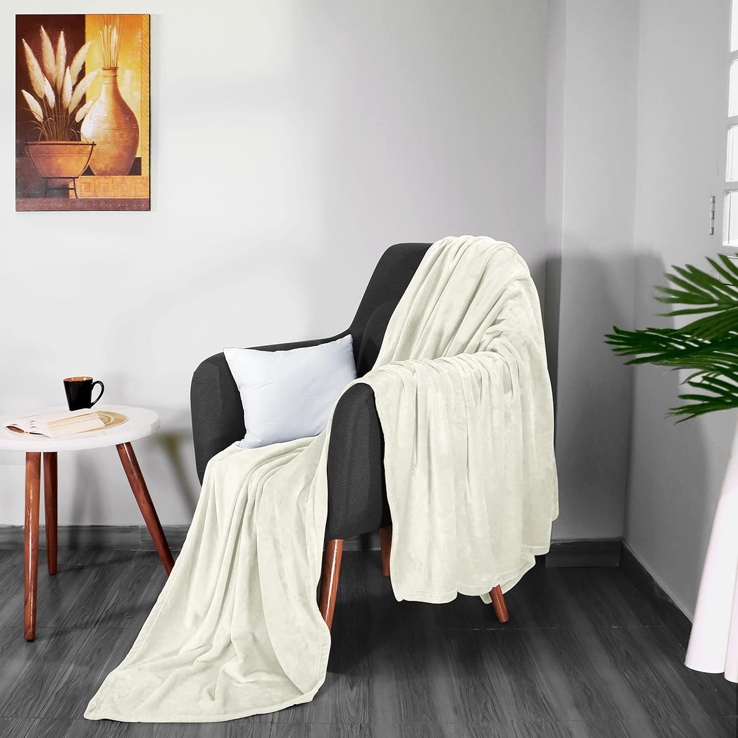 Utopia Bedding Fleece Blanket - Luxury Soft Microfiber Throw | Ivory, 50x60 Inch, Anti-Static, Cozy