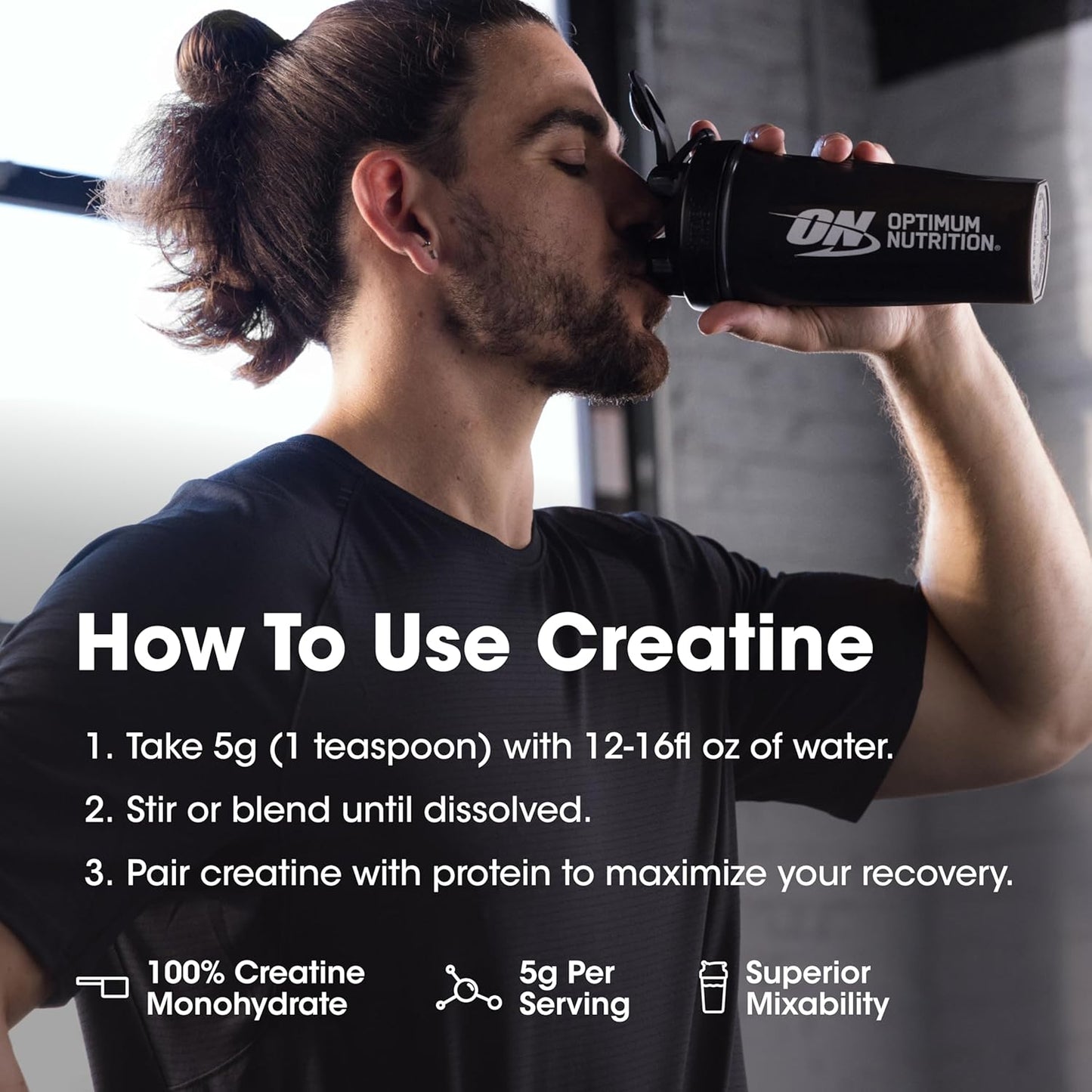 Optimum Nutrition Micronized Creatine Monohydrate Powder - Unflavored, 120 Servings, 600 Grams