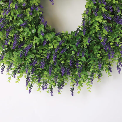 Skiennix 26" Artificial Lavender & Eucalyptus Wreath - UV Resistant Faux Greenery for Spring & Summer Decor