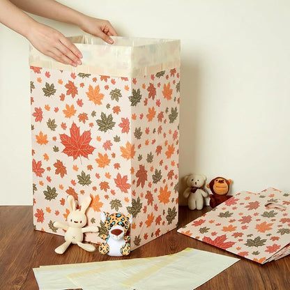 Fall 13 Gallon Disposable Trash Cans with 8 Bags – 4 Pack, Maple Leaf Design (Variation: Fall)