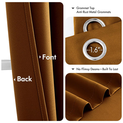 MIULEE Gold Brown Blackout Curtains for Bedroom Living Room 84 Inches Long 2 Panels, Thermal Insulated Room Darkening Drapes Solid Grommet Noise Reduction Light Blocking Window Treatments 40x84 inch