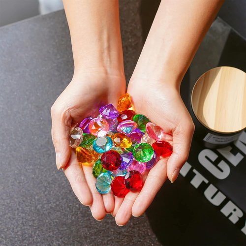 HDCRYSTALGIFTS Multi-Color Art Glass Diamonds - 36pcs 0.8'' Crystal Gems for Weddings & Parties