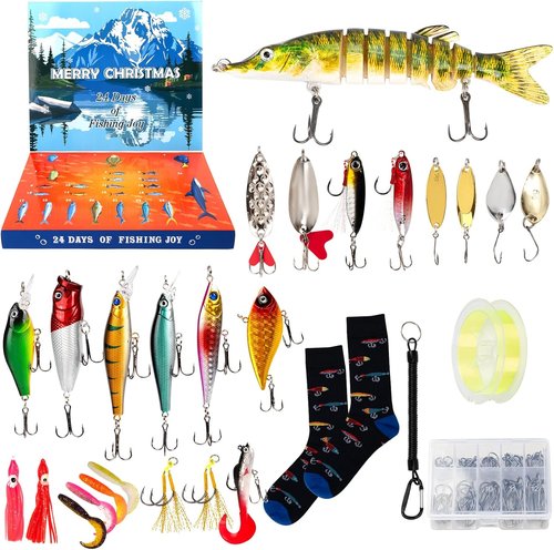 Fishing Advent Calendar 2025 - 24 Days of Bait Surprises with Bionic Lures & Crankbaits | Perfect Christmas Gift for Men & Boys