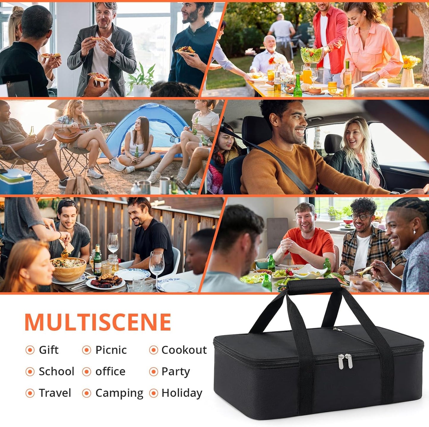 Skiennix Insulated Casserole Carrier - Versatile Tote for Hot or Cold Food | Fits 9"x13" Baking Dish, Black