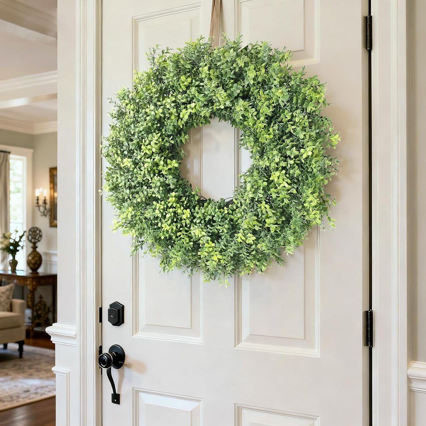 Regine Switzerland 26" Artificial Boxwood Wreath - Fresh Greenery for Front Door & Outdoor Decor