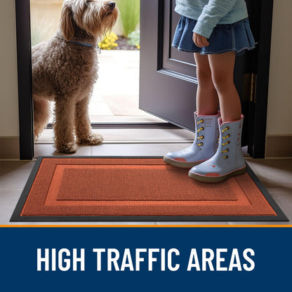 OLANLY Front Door Mat Indoor Outdoor Entrance, Waterproof All-Season, All-Weather Doormat, Sturdy Natural Rubber, Low Profile, Easy Clean Patio Porch Entryway Mat, 47x32, Vermillion Red