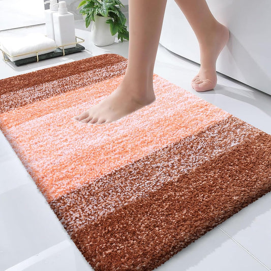 OLANLY Bathroom Runner Rug - Extra Soft Microfiber Mat | Quick Dry, Washable, 47x17 Inches, Orange