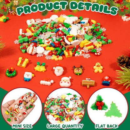 Hiawbon Christmas Miniature Figurines Set - 170 Assorted Resin Ornaments for Fairy Garden Decor