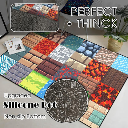 Skiennix Game Room Rug - Block Theme Carpet for Boys' Bedroom | 2'5" x 4' Gaming Floor Mat