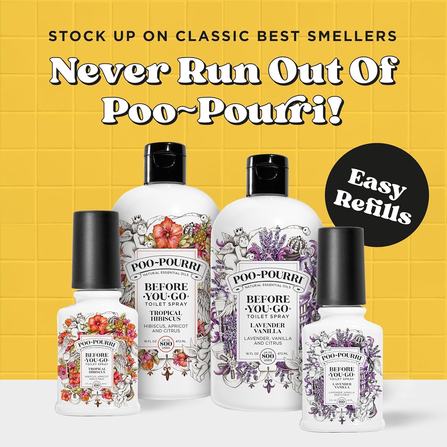 Poo-Pourri Toilet Spray Refill - Original Citrus, 16 Fl Oz | Up to 800 Uses, Essential Oil Deodorizer