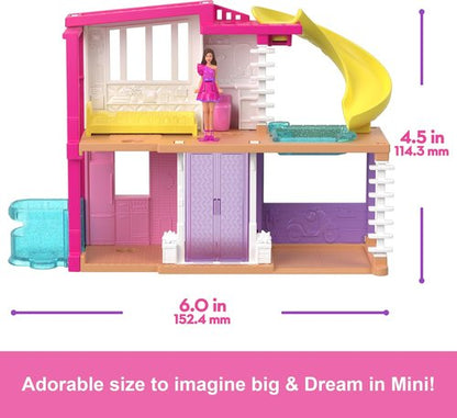 Barbie Mini Dreamhouse Doll House Set - Includes 1.5-Inch Doll, Furniture, Elevator & Pool