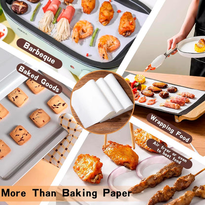 Parchment Paper Sheets 300 Pcs - Non-Stick Baking Paper for Air Fryer & Oven | 6x8 Inch, Non-Toxic