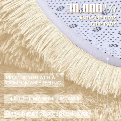 OLANLY Area Rugs - Soft Fluffy Shaggy Carpet for Living Room & Bedroom | Machine Washable 4x5.9 ft in Cream