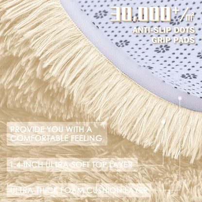 OLANLY 5x8 Machine Washable Large Area Rugs for Living Room, Bedroom, Soft Fluffy Shaggy Bedside Rug, Indoor Floor Carpet for Kids Girls and Boys, Dorms, Nursery, Home Decor Aesthetic, Cream