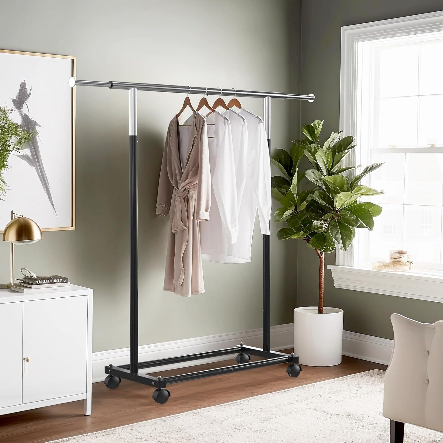 Simple Houseware Garment Rack - Standard Rod Design in Sleek Black Finish