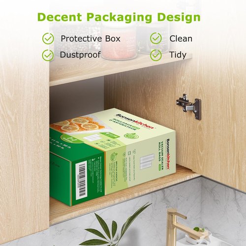 Bonsenkitchen Vacuum Sealer Bags Rolls - 11in x 50ft & 8in x 50ft | Heavy-Duty, BPA-Free Food Storage Bags