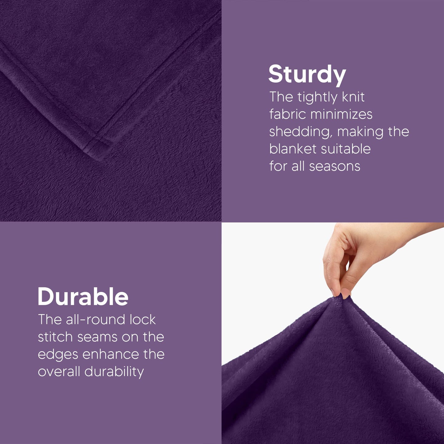 Utopia Bedding Fleece Blanket Queen Size Purple 300GSM Luxury Anti-Static Fuzzy Soft Microfiber Bed Blanket (90x90 Inch)
