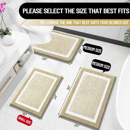 OLANLY Bathroom Rugs - Extra Soft Microfiber Bath Mat | Non-Slip, Quick Dry, 24x16, Beige