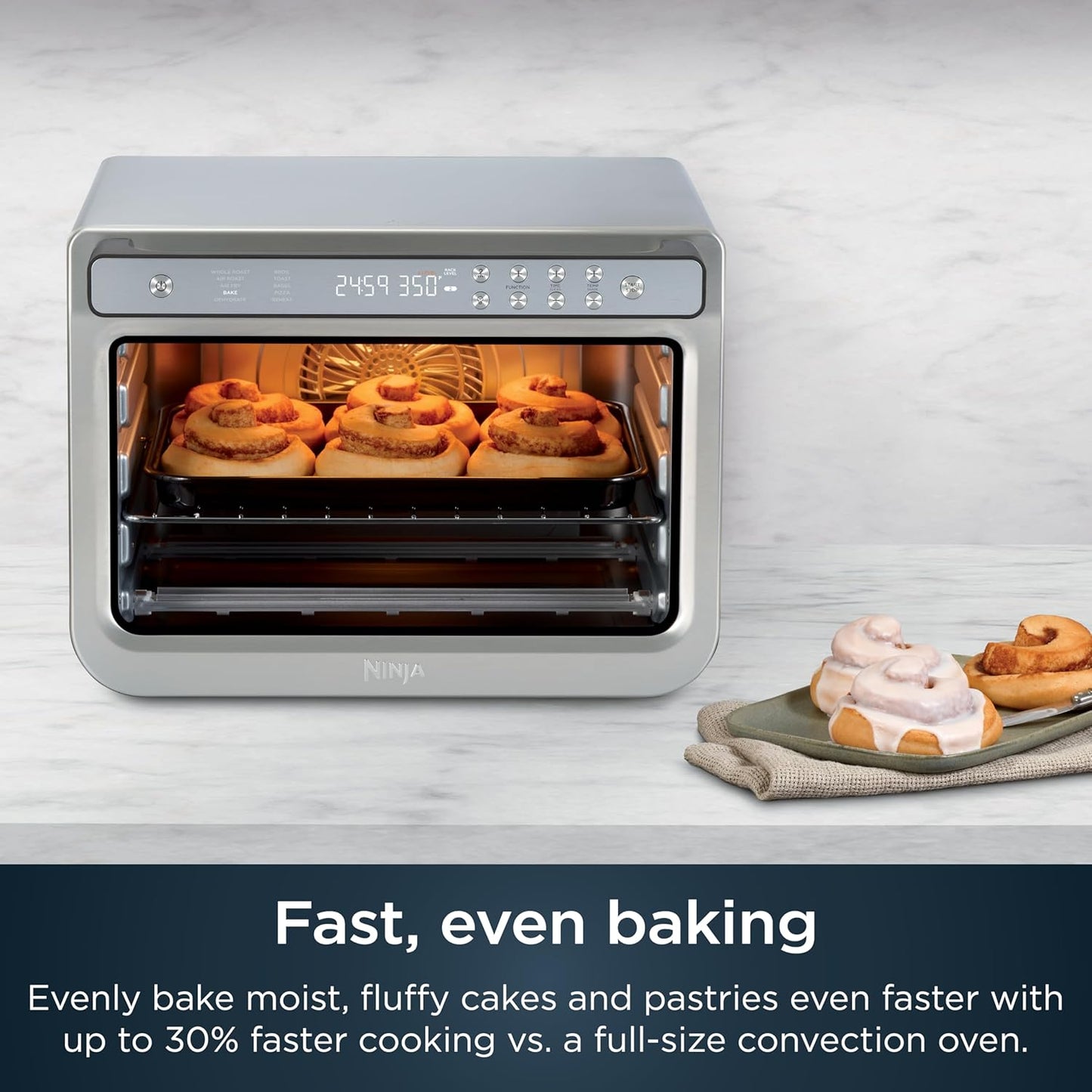 Ninja Air Fryer & Toaster Oven - Prestige Smart XL Countertop Oven | Bakes 20 Cookies & Fits 12lb Turkey | 1800 Watts | Stainless Steel