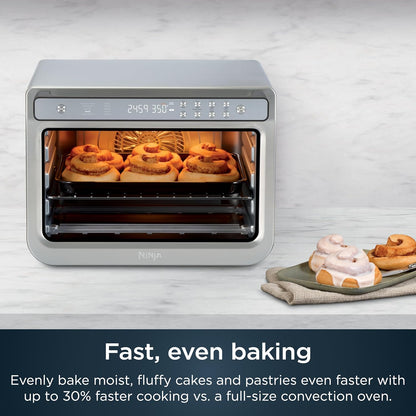 Ninja Air Fryer & Toaster Oven - Prestige Smart XL Countertop Oven | Bakes 20 Cookies & Fits 12lb Turkey | 1800 Watts | Stainless Steel