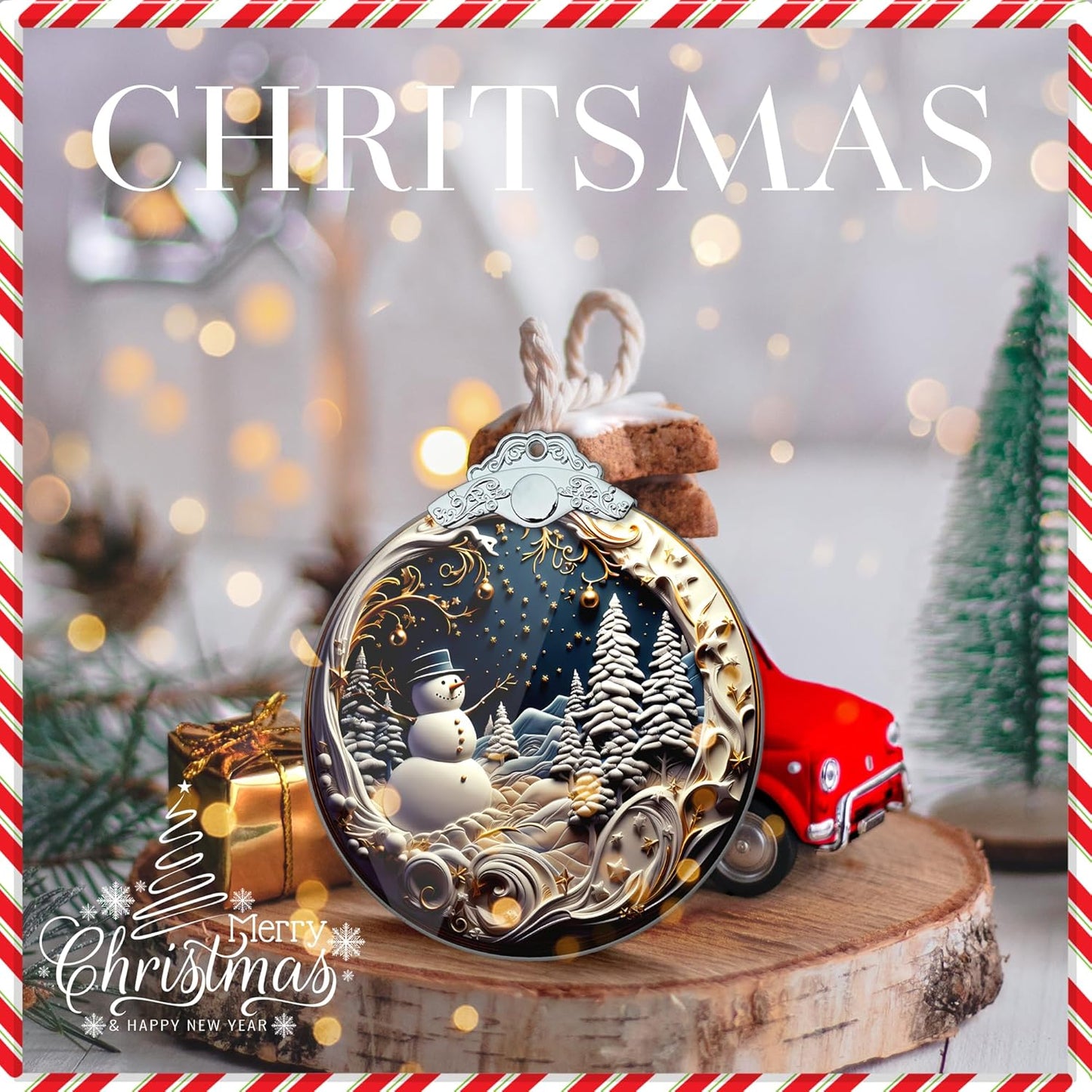 Skiennix Christmas Ornaments - Unique 4-Inch Snowman Acrylic Art for Holiday Decor | Festive Car Decorations