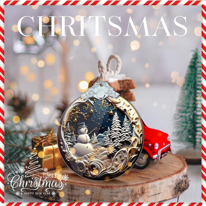 Skiennix Christmas Ornaments - Unique 4-Inch Snowman Acrylic Art for Holiday Decor | Festive Car Decorations