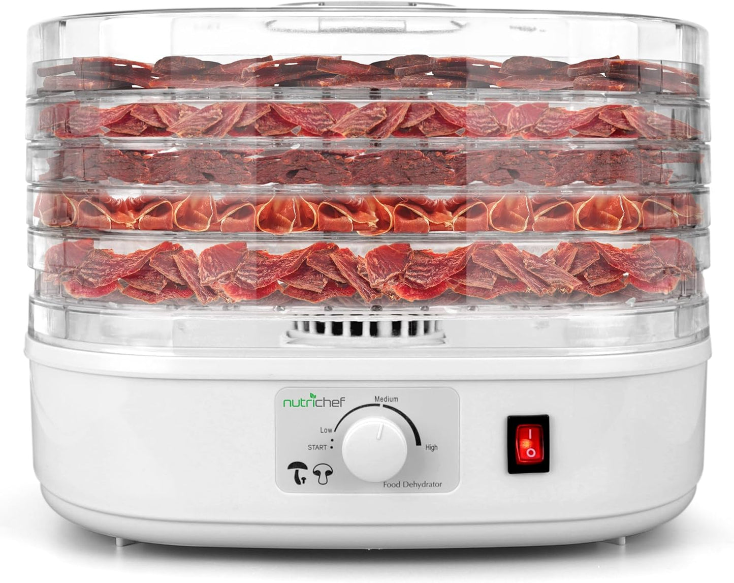 Nutrichef Food Dehydrator Machine - Dehydrate Beef Jerky, Fruits & Veggies | 5 Easy-Clean Trays