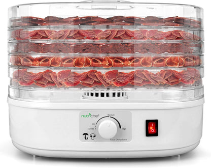 Nutrichef Food Dehydrator Machine - Dehydrate Beef Jerky, Fruits & Veggies | 5 Easy-Clean Trays