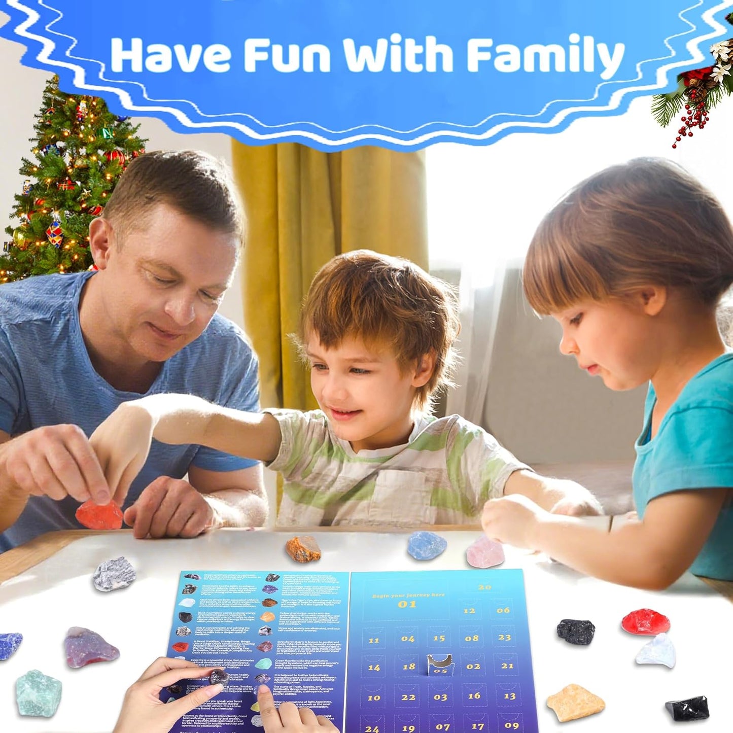 ZHIYUXI Crystal Advent Calendar 2025 - 24 Gemstone Rock Collection for Christmas Countdown
