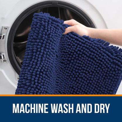 OLANLY Bathroom Rugs 47x32, Extra Soft Absorbent Chenille Bath Rugs, Rubber Backing Quick Dry, Machine Washable Bath Mats for Bathroom Floor, Tub and Shower, Home Decor Accessories, Twilight Sapphire