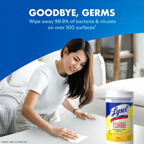 Lysol Disinfecting Wipes Bundle - All-Purpose Multi-Surface Cleaner | Lemon & Lime, 80 Count