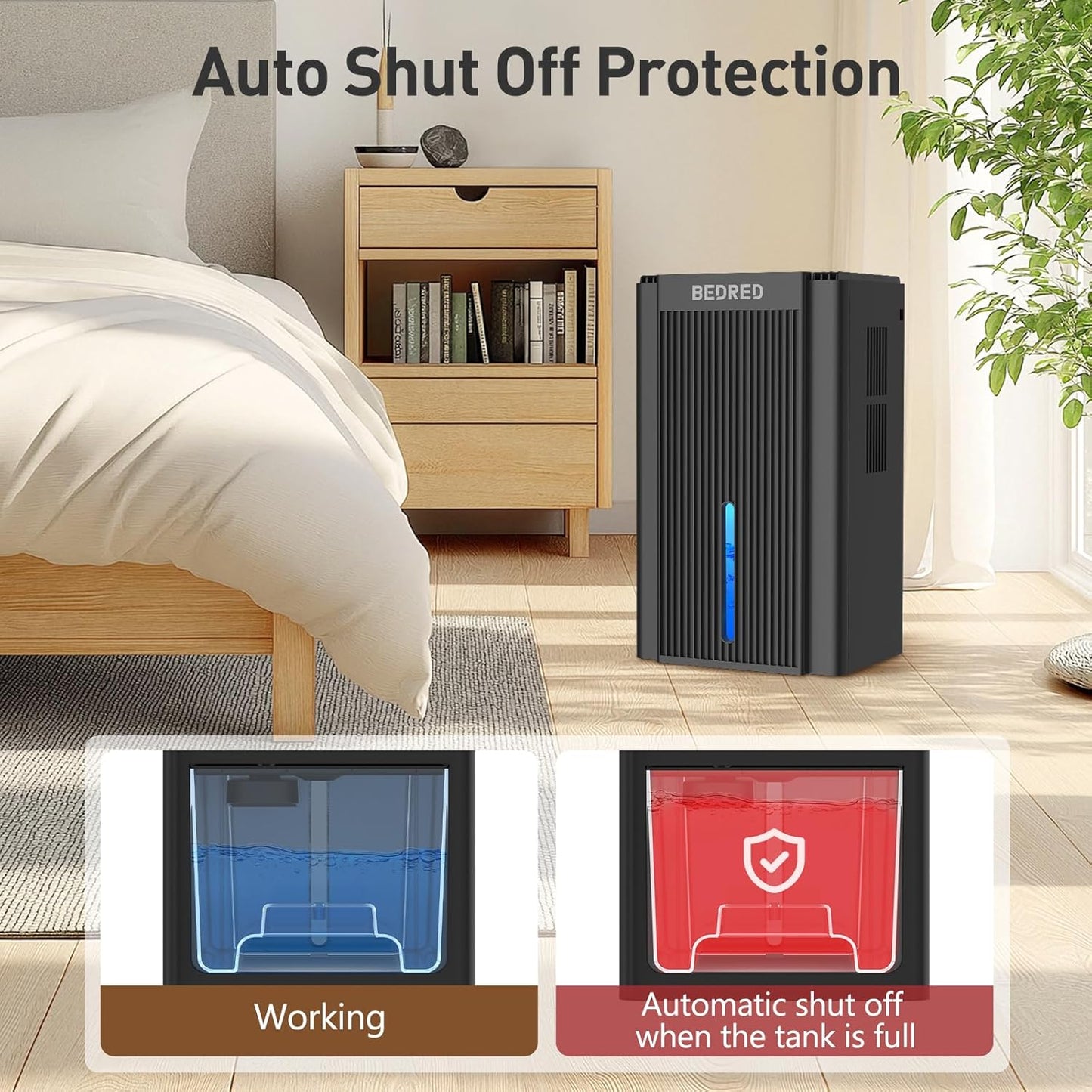 Skiennix 95OZ Dehumidifier for Home - Quiet Operation with Auto Shut Off & 7 Color Ambient Light | Ideal for Living Room, Bedroom, Basement (Black)