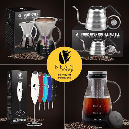 Bean Envy Milk Frother - Handheld Coffee Stirrers for Lattes, Cappuccino & Matcha - Black