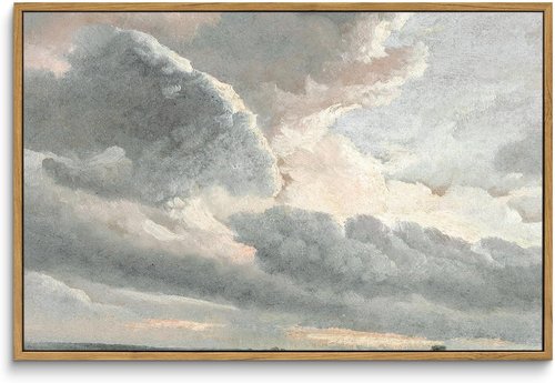 InSimSea Framed Canvas Wall Art - Vintage Nature Decor with Sky Clouds Sunset | Large 16"x24" Prints for Living Room